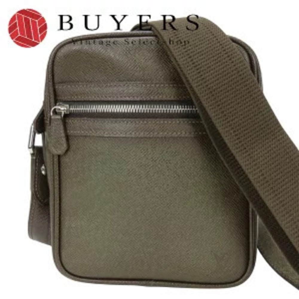 Louis Vuitton Shoulder Bag Dimitri Taiga Grizzly Brown Crossbody